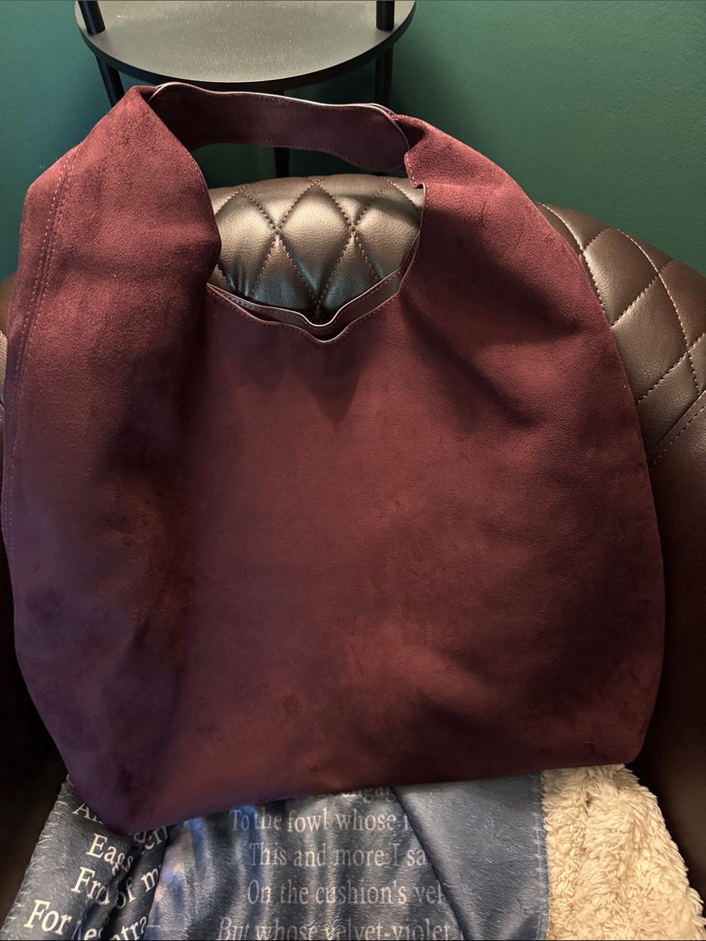 GAP Burgundy Suede Shoulder Hobo Bag